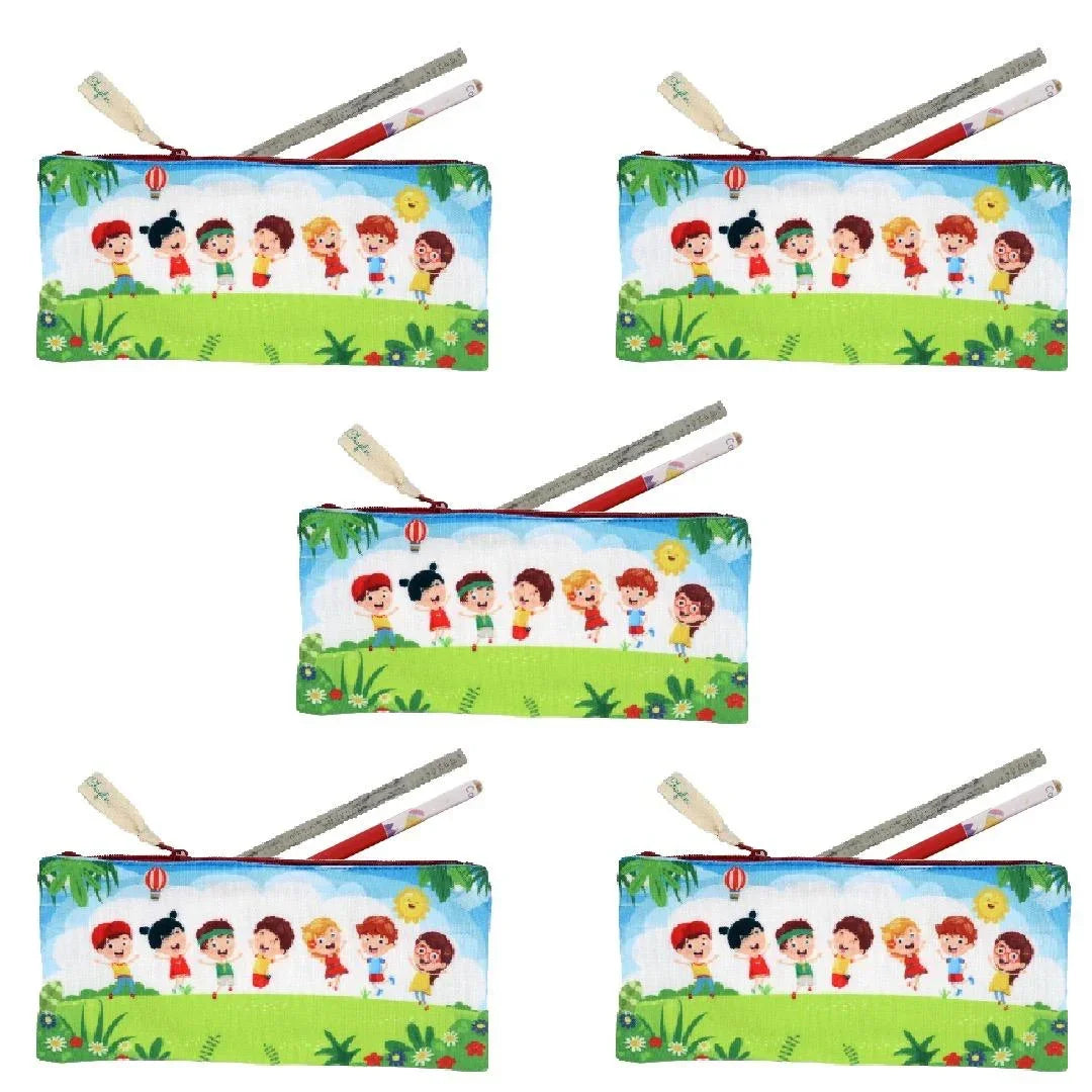 Canvas Pouch for Kids' Giveaways with Seed Paper Pencils and Newspaper Pencils (Set of 5) - THE GREEN CHAPTER