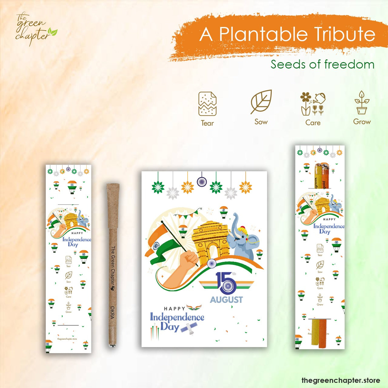 Independence Day Plantable Gift Set | Seed Paper Diary, Pen & Pencils | Eco-Friendly