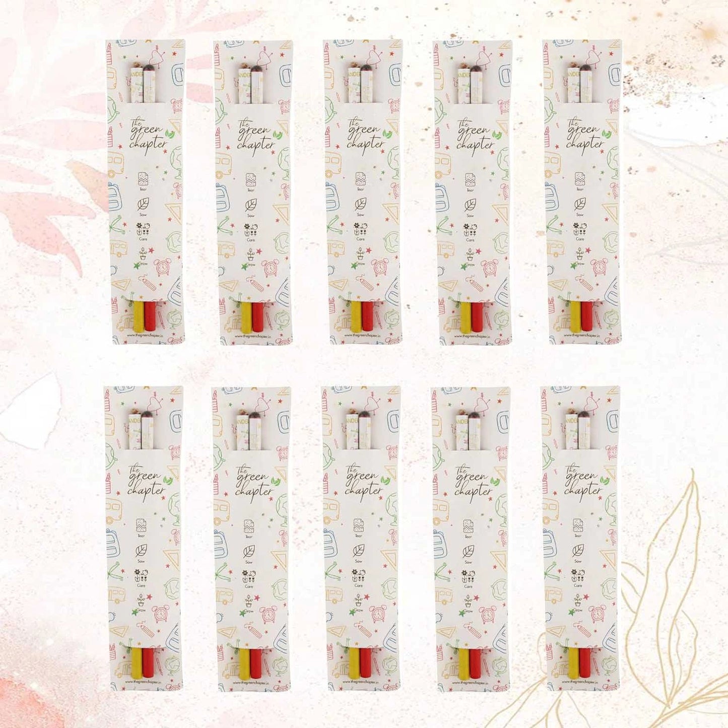 Gifts for kids Birthday Gift of Girls Boys Seed Pencils with Plantable Paper Pack of 10 (School Stuff Doodle) - THE GREEN CHAPTER