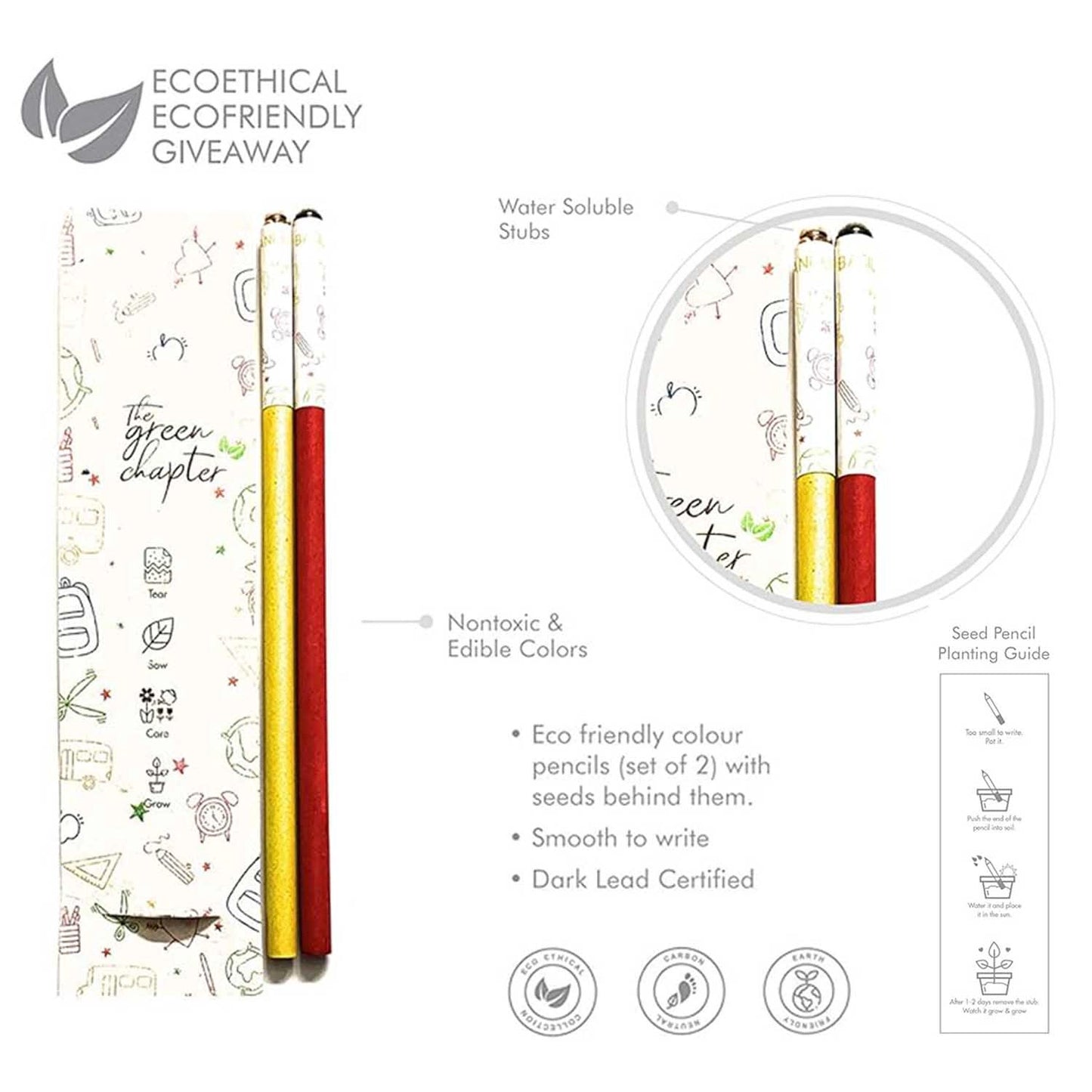Gifts for kids Birthday Gift of Girls Boys Seed Pencils with Plantable Paper Pack of 10 (School Stuff Doodle) - THE GREEN CHAPTER