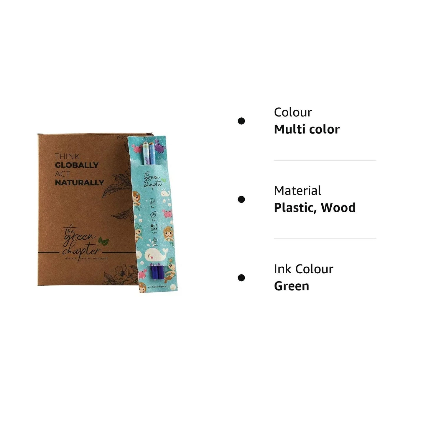 Mermaid Theme for Girls - Seed Paper Sleeve with 2 Plantable Seed Pencils - Pack of 10 sets - THE GREEN CHAPTER