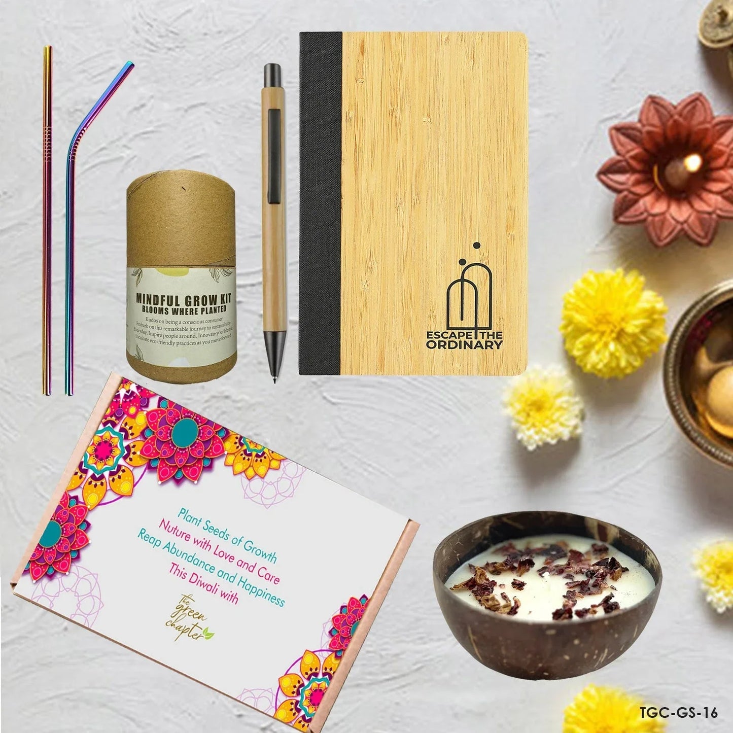 Diwali Sustainable Gift Hamper – Eco-Friendly Festive Set with Soy Wax Diyas – Perfect for Green Gifting - THE GREEN CHAPTER