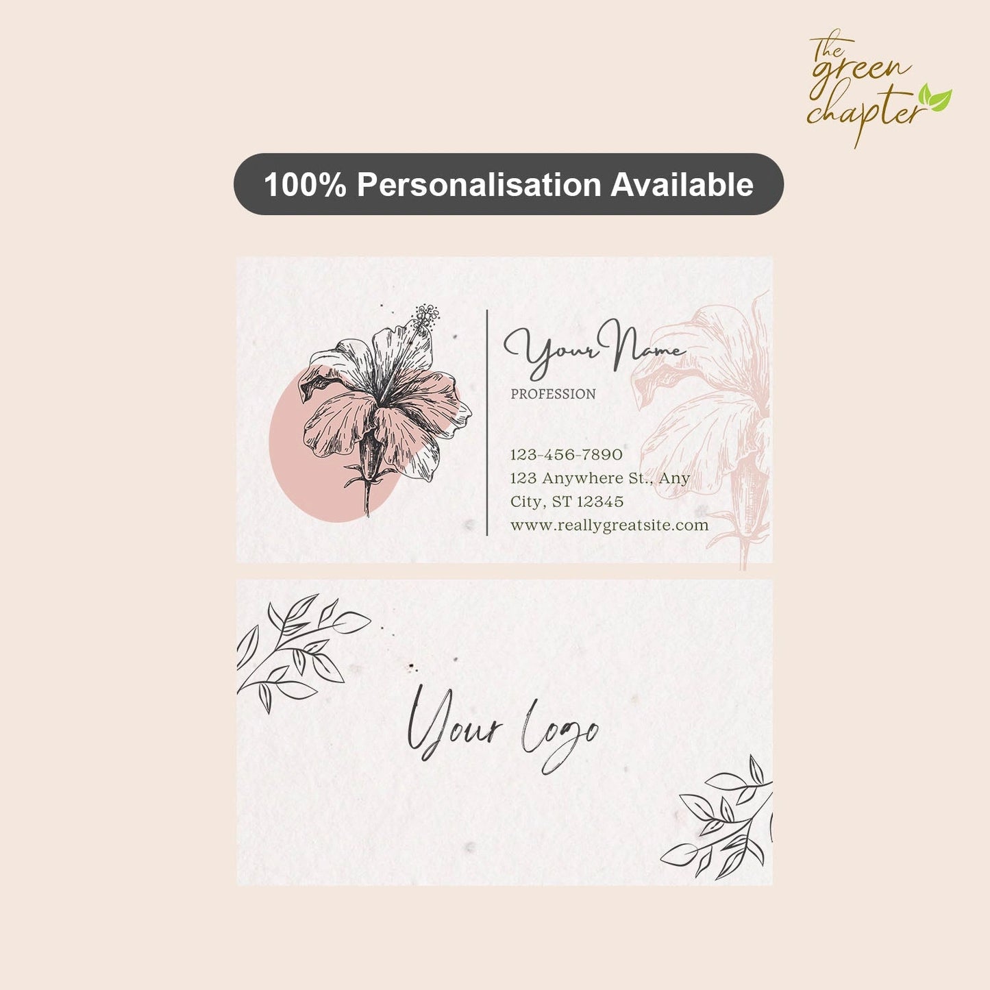 Seed Paper Business Cards - Plantable & Biodegradable | 100% Recycled Materials, Customizable for Sustainable Branding | Pack of 100 - THE GREEN CHAPTER