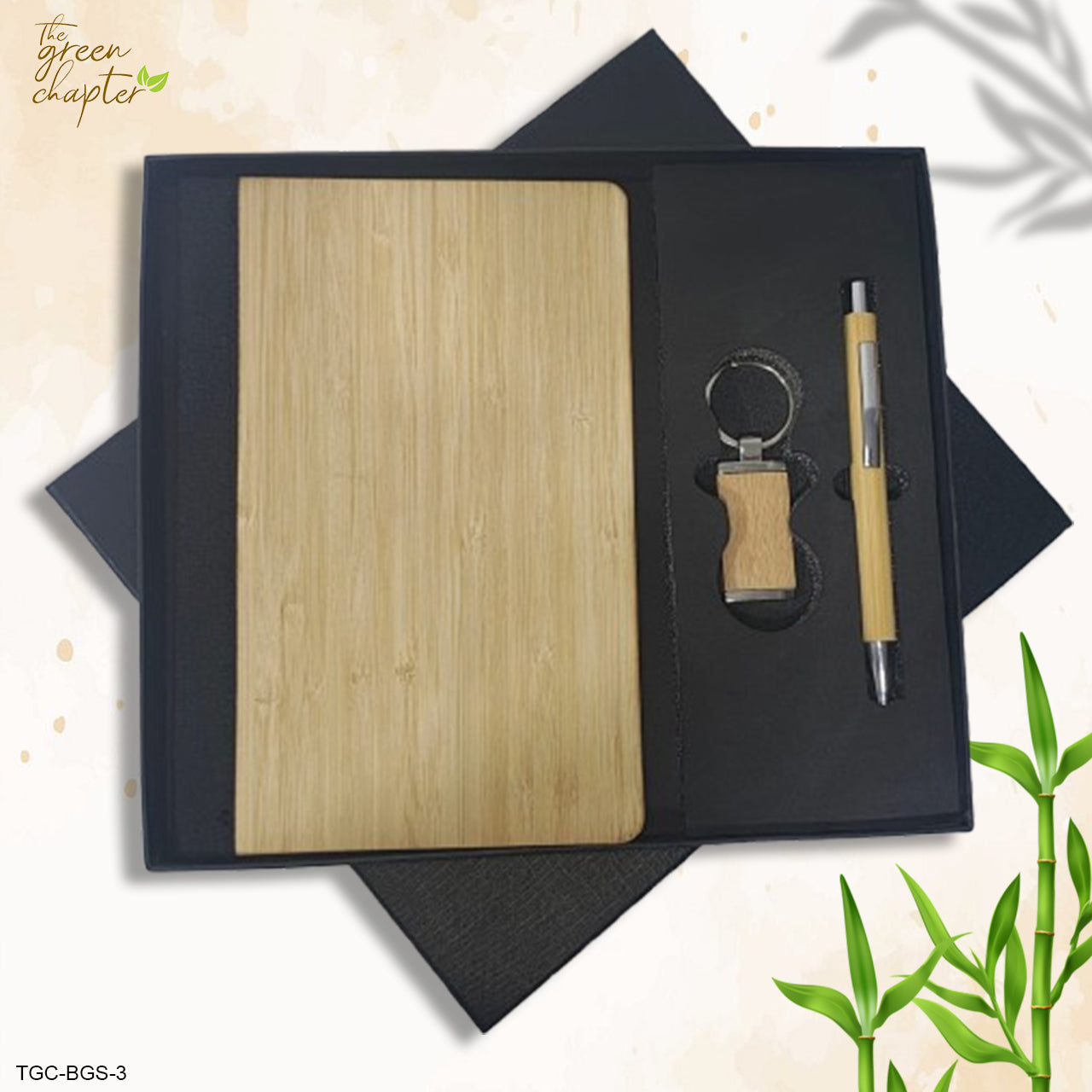 Client Gifts - Bamboo Diary , Keychain , Pen - THE GREEN CHAPTER