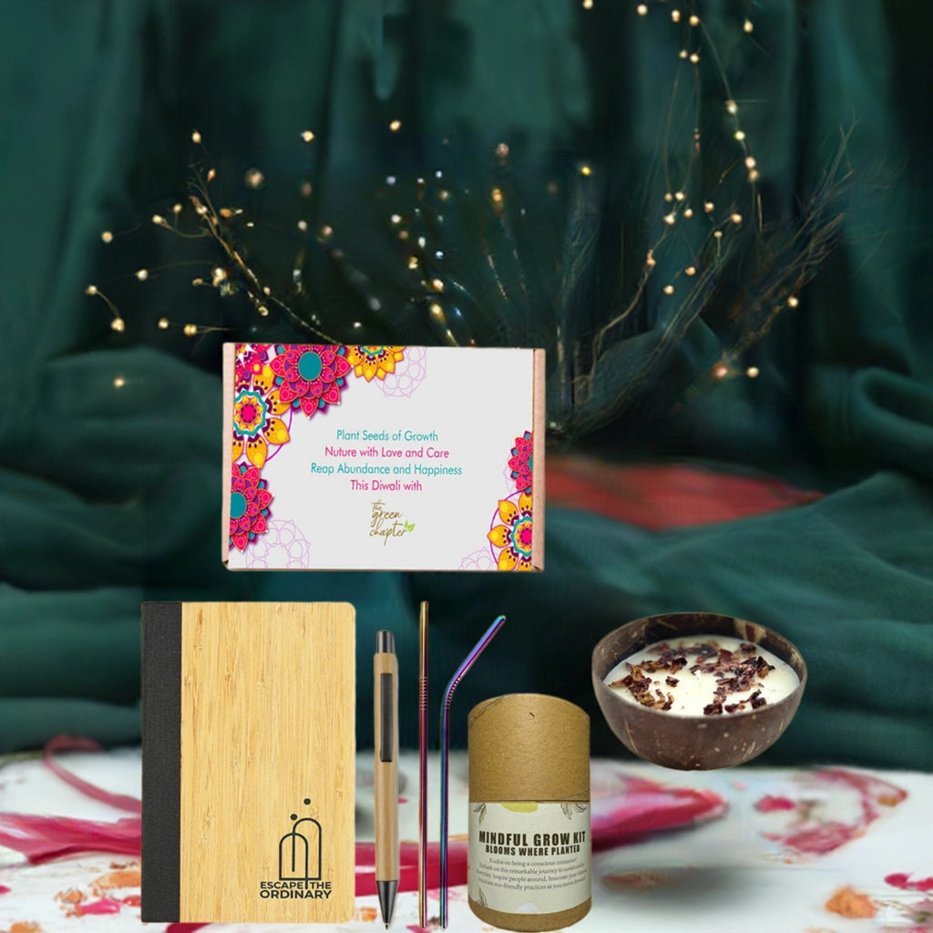 Diwali Sustainable Gift Hamper – Eco-Friendly Festive Set with Soy Wax Diyas – Perfect for Green Gifting - THE GREEN CHAPTER