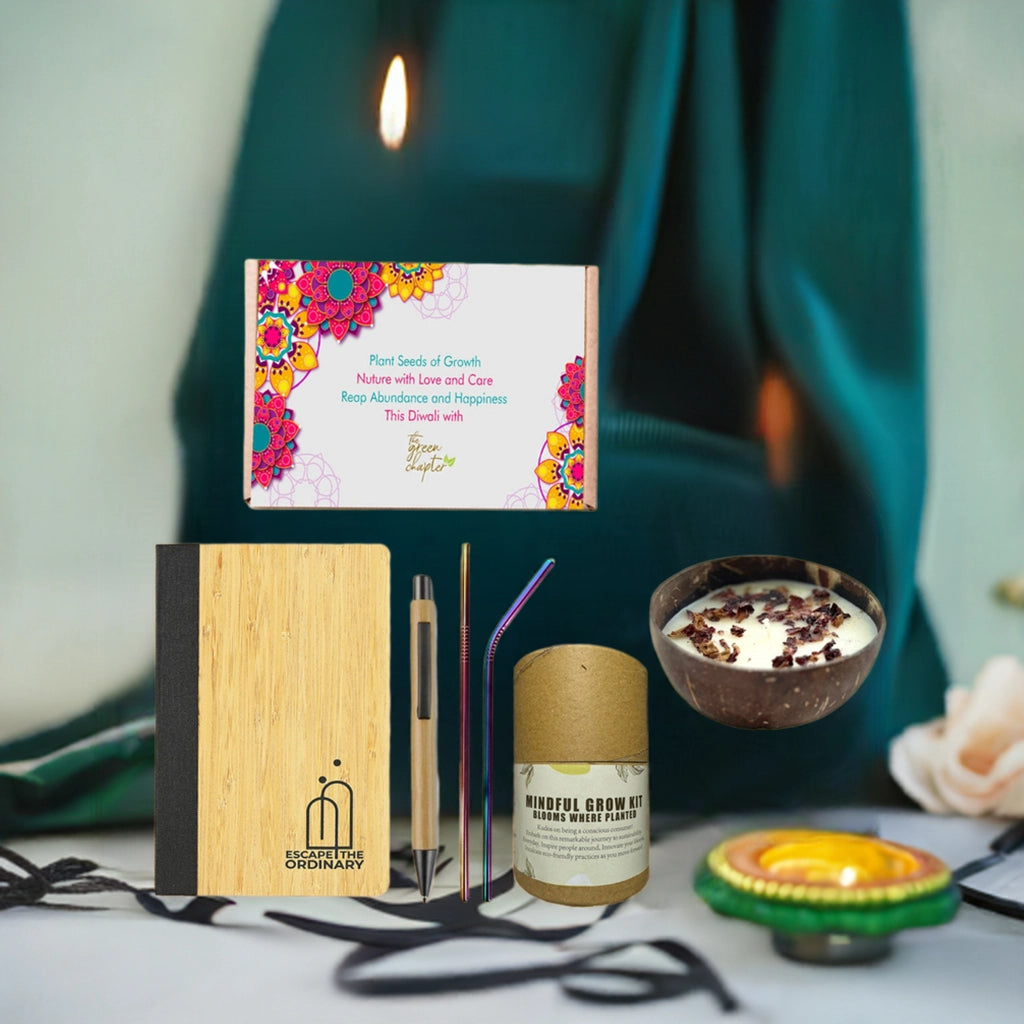 Diwali Sustainable Gift Hamper – Eco-Friendly Festive Set with Soy Wax Diyas – Perfect for Green Gifting - THE GREEN CHAPTER
