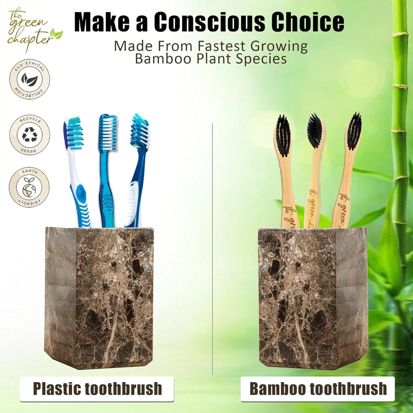 Premium Natural Bamboo Toothbrush for Kids/Adults - Soft Bristles - Antibacterial & Biodegradable Handle - Natural & Eco-Friendly (Pack Of 10) - THE GREEN CHAPTER