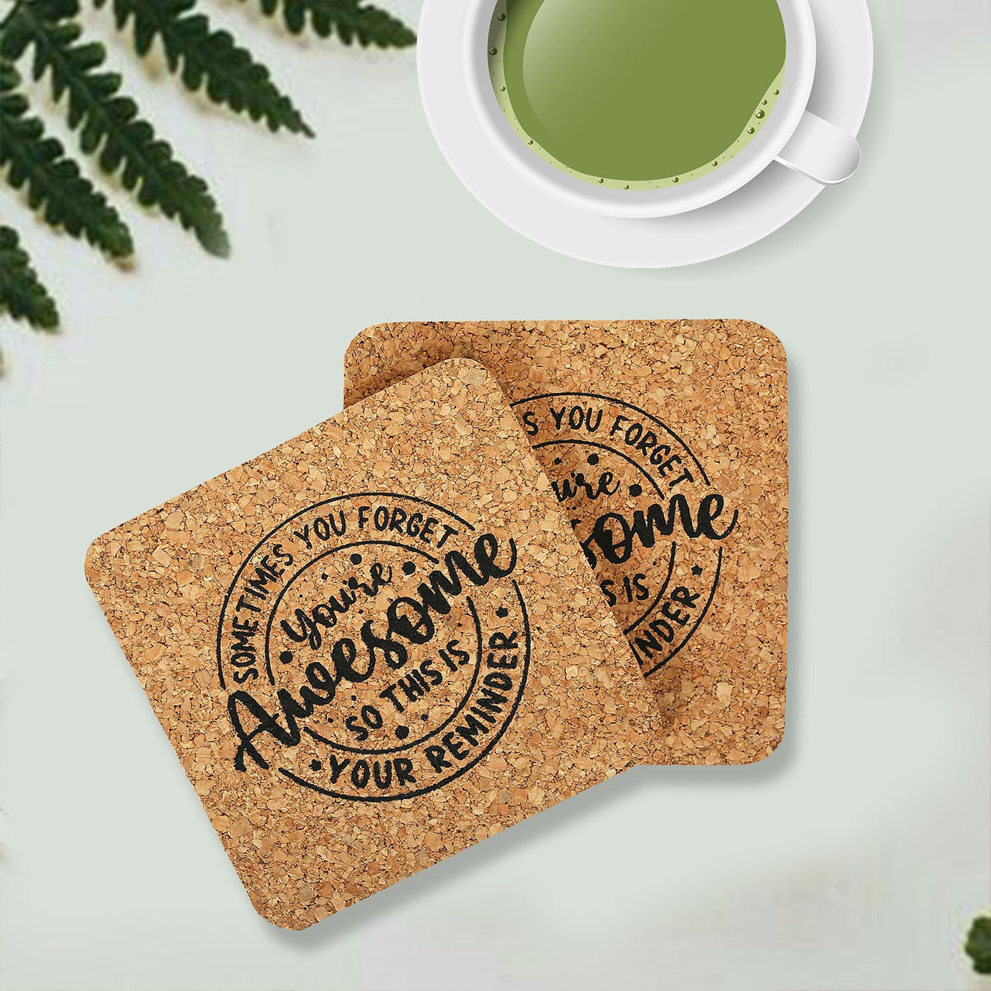 Premium Cork Coasters Set of 4 – Absorbent, Eco-Friendly, and Heat Resistant Drink Coasters for Cups, Mugs, and Glasses – Perfect for Home, Office, and Bar