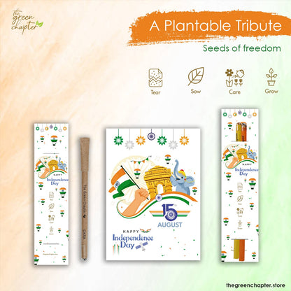 Independence Day Plantable Gift Set | Seed Paper Diary, Pen & Pencils | Eco-Friendly