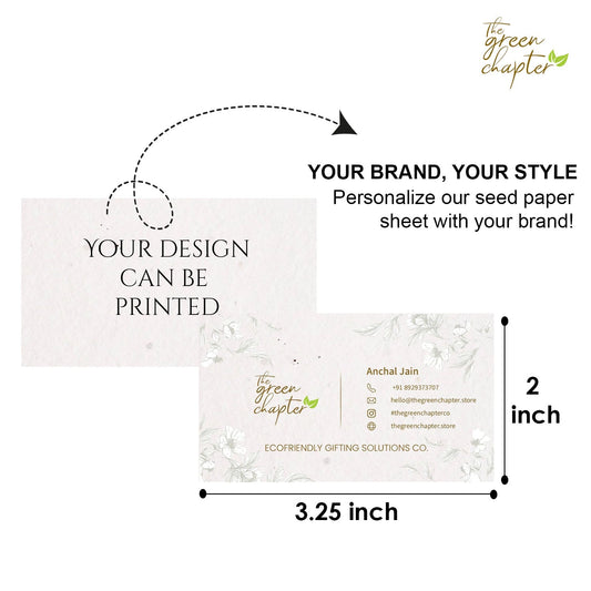 Seed Paper Business Cards - Plantable & Biodegradable | 100% Recycled Materials, Customizable for Sustainable Branding | Pack of 100