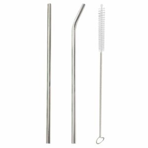 Ecowaare Reusable Stainless Steel Straws, 4 Straight+4 Bent+2 Brushes